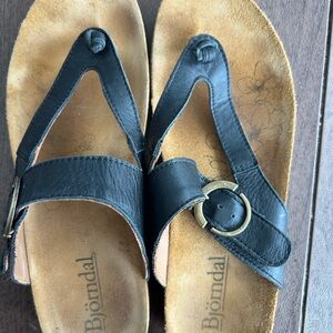 Björndal Black Leather Sandals
